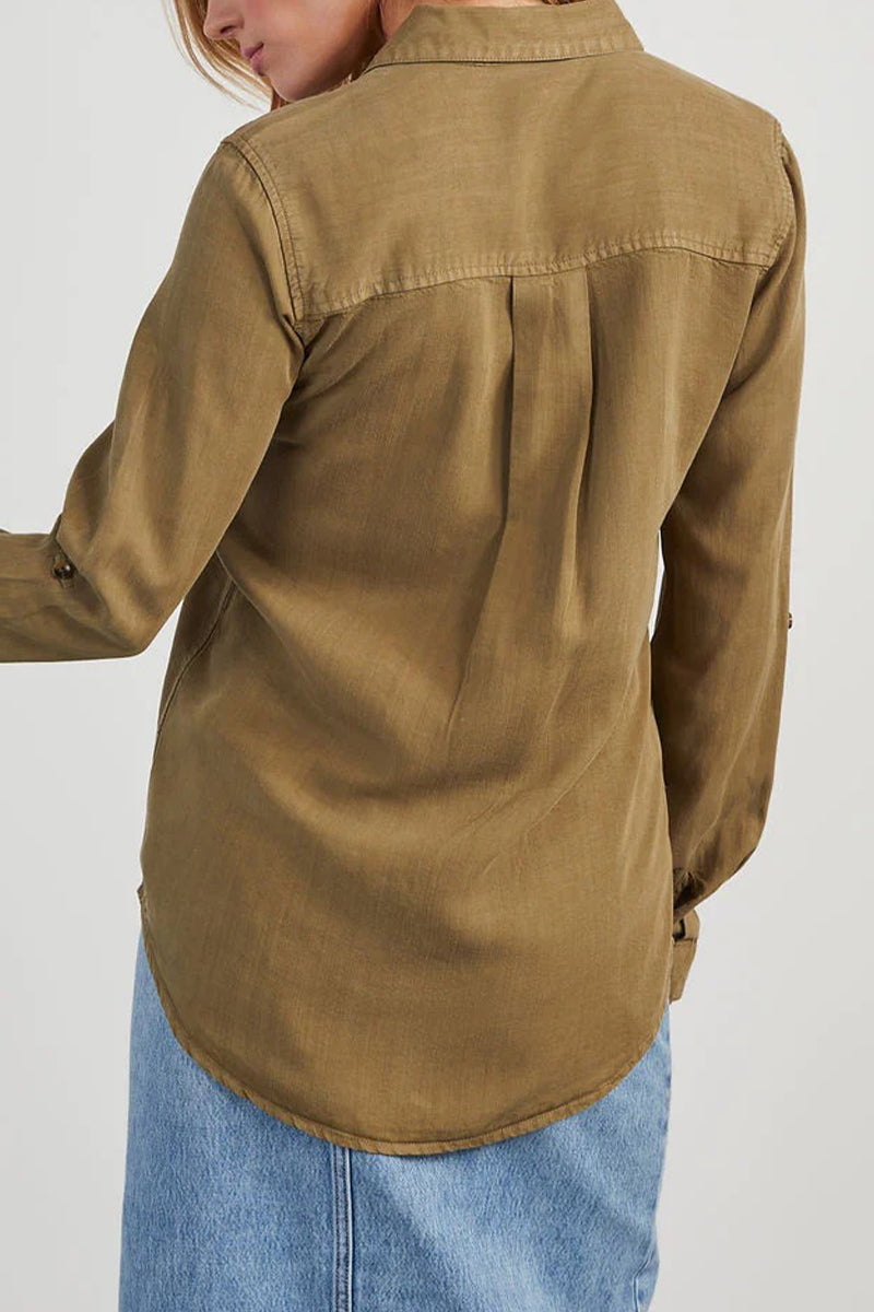 Pocket Buttons Turndown Collar Blouses(4 Colors)
