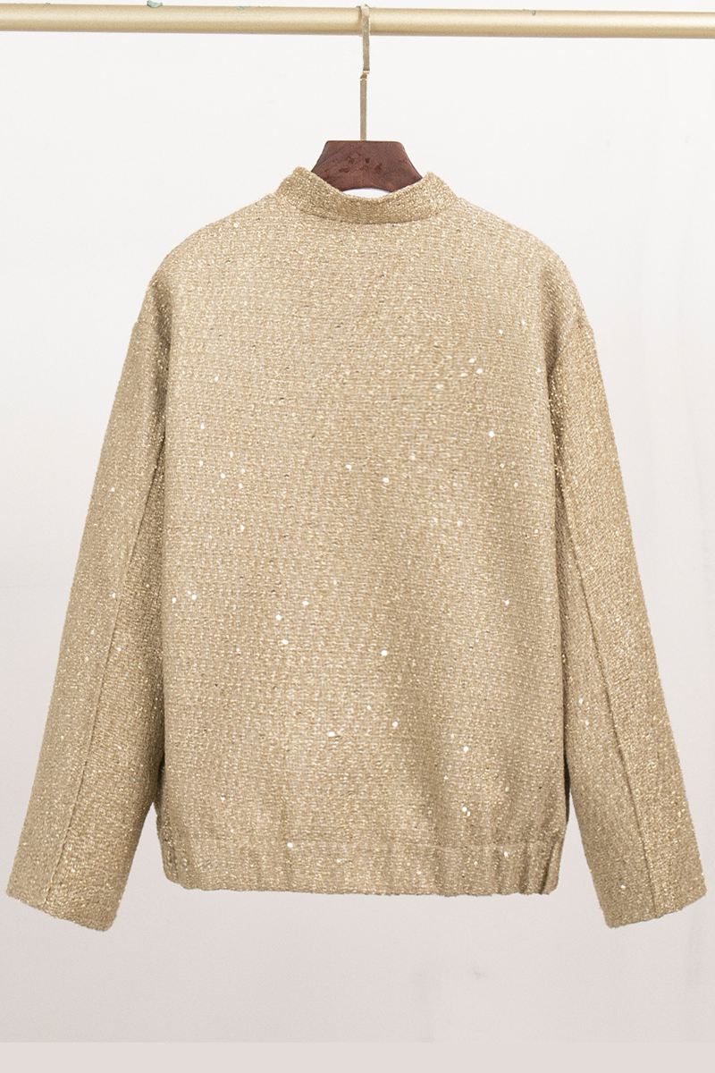 Sequins Patchwork Mandarin Collar Outerwear