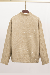 Sequins Patchwork Mandarin Collar Outerwear