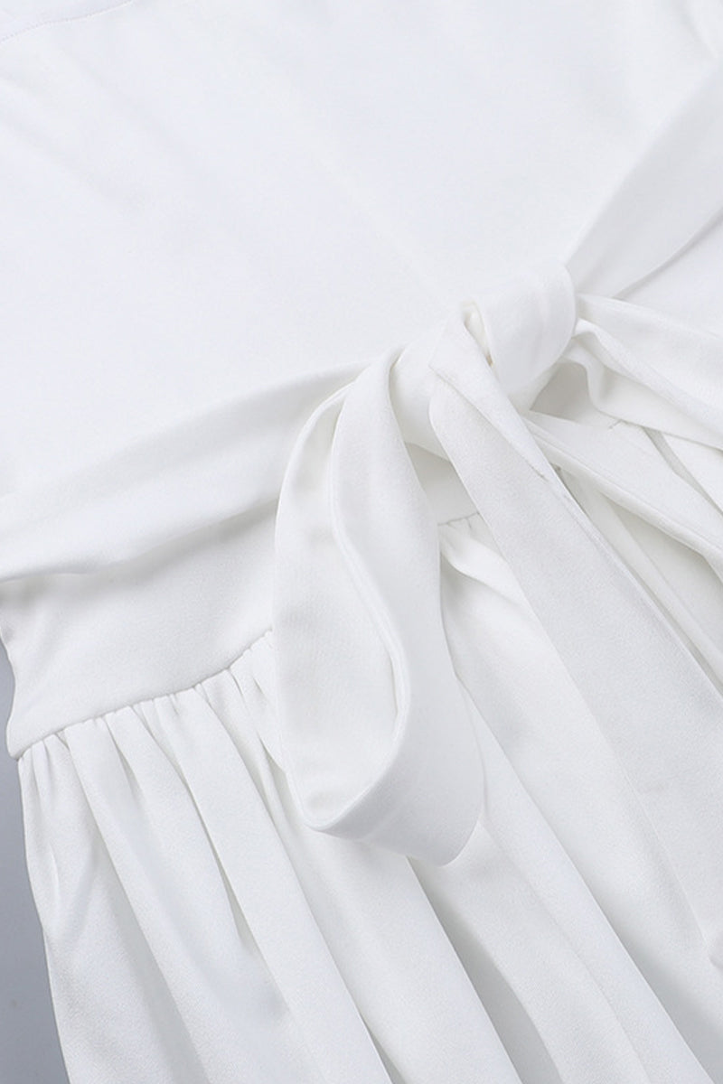 Solid Color Hollow Out Lace Up Square Neck Sling Dresses