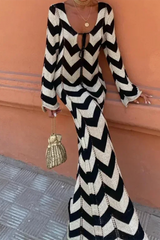 Colorblock Lace Up Weave V Neck One Step Skirt Dresses