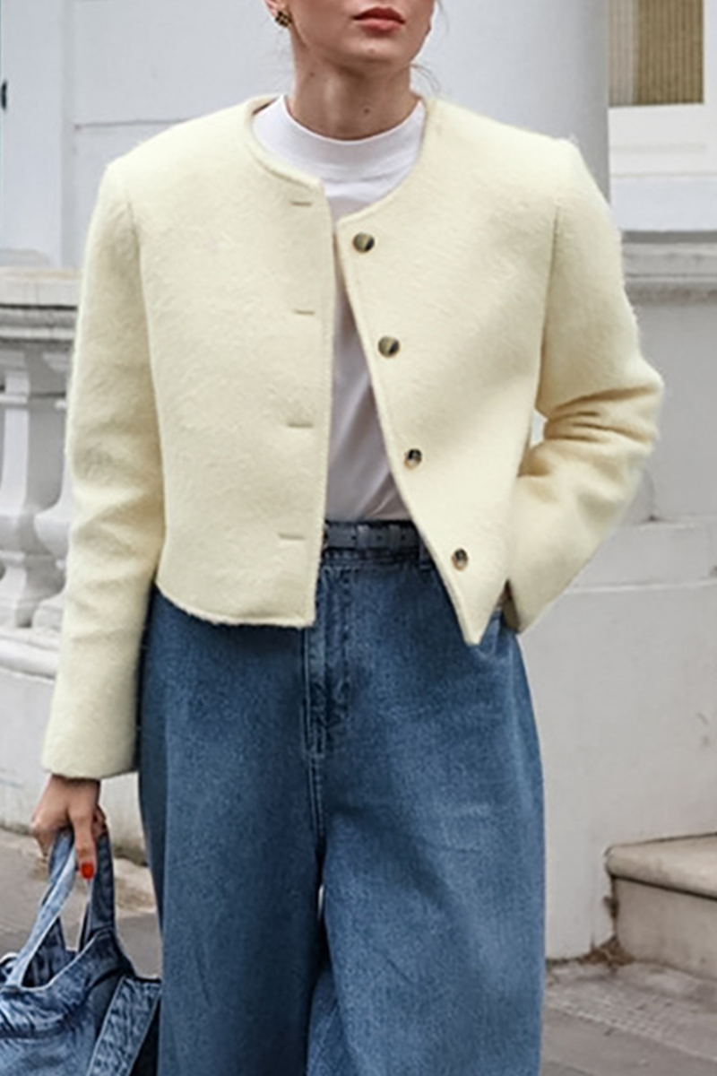 Buttons O Neck Outerwear
