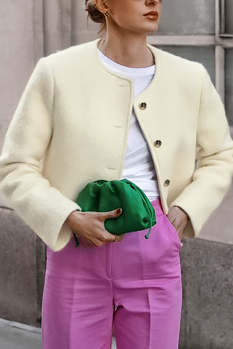 Buttons O Neck Outerwear