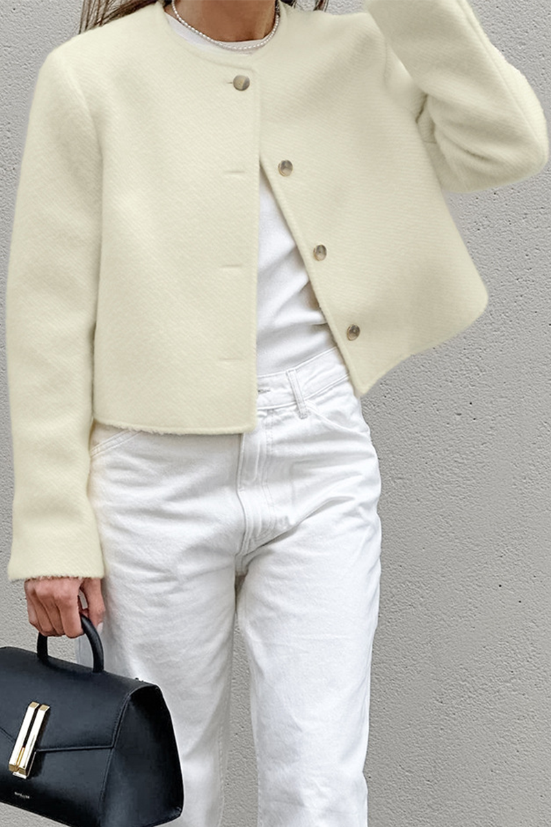 Buttons O Neck Outerwear