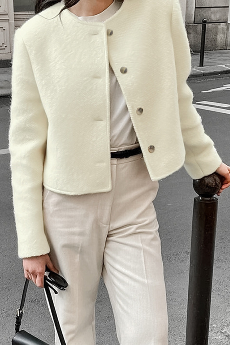 Buttons O Neck Outerwear