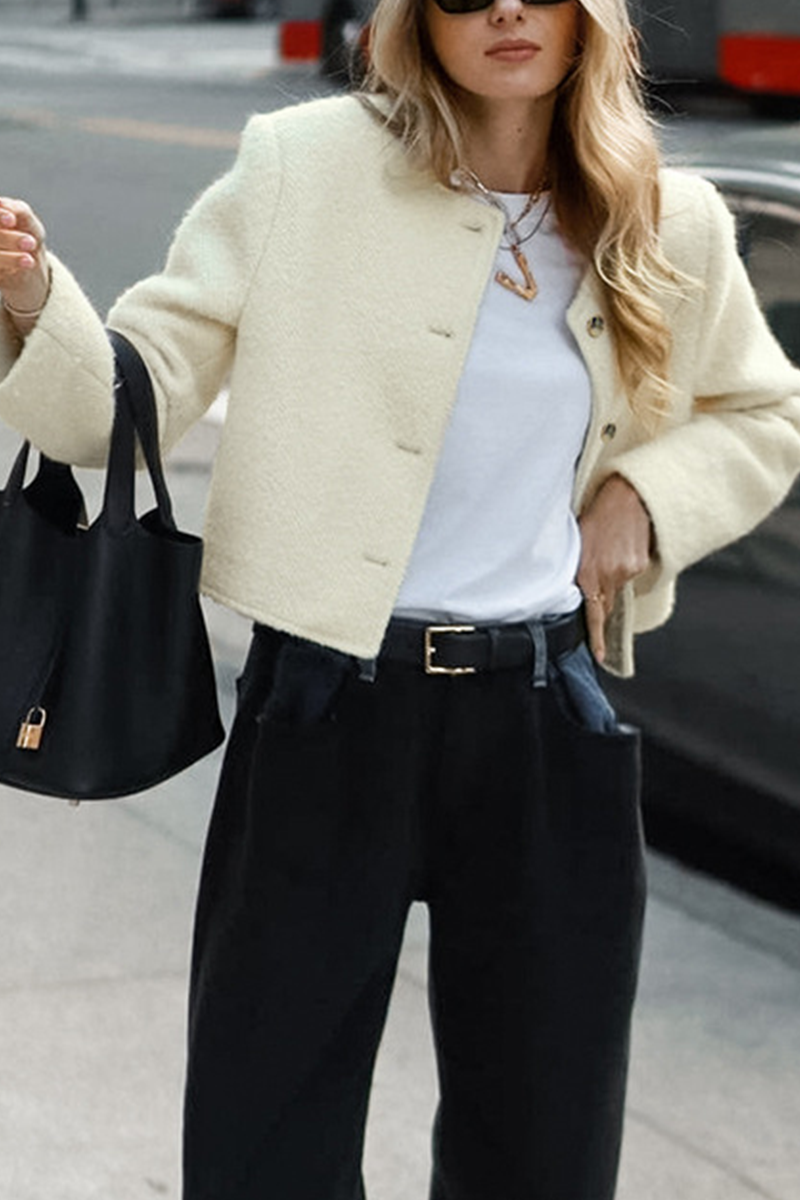 Buttons O Neck Outerwear