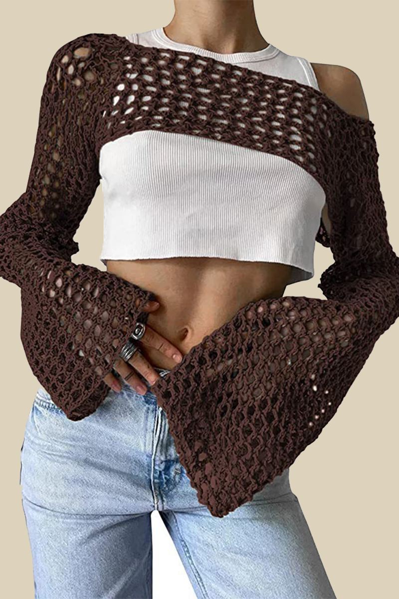 Hollow Out Irregular Off Shoulder Sweaters (17 Colors)