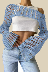 Hollow Out Irregular Off Shoulder Sweaters (17 Colors)
