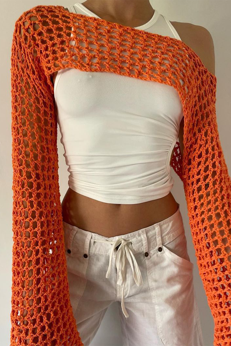 Hollow Out Irregular Off Shoulder Sweaters (17 Colors)