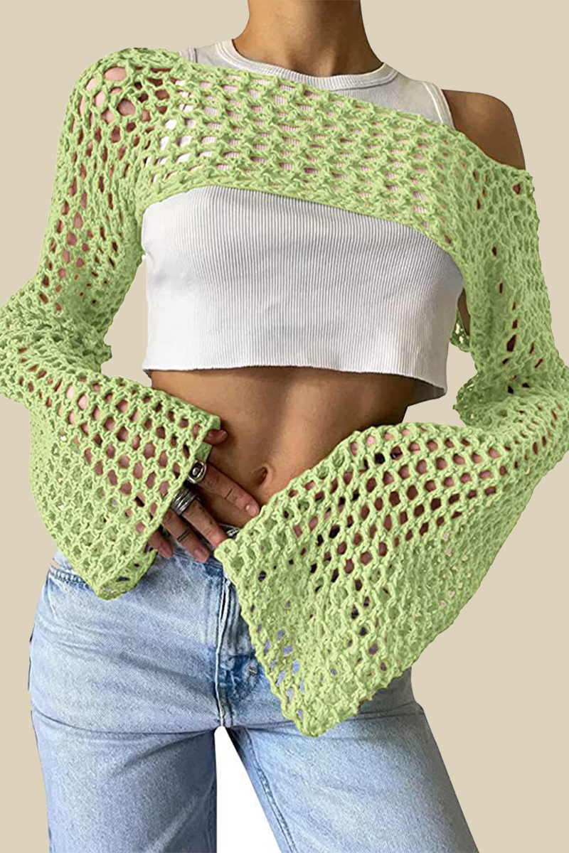 Hollow Out Irregular Off Shoulder Sweaters (17 Colors)