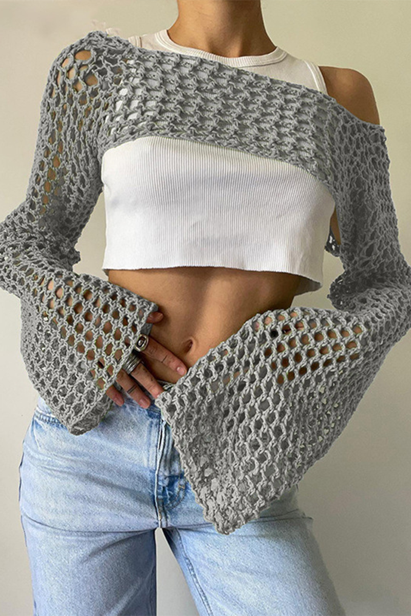 Hollow Out Irregular Off Shoulder Sweaters (17 Colors)
