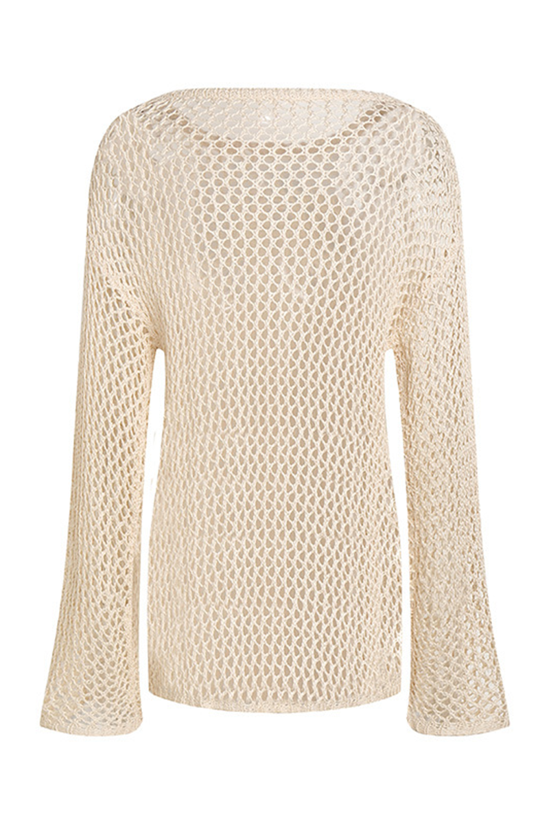 Solid Color Hollow Out O Neck Sweaters(5 Colors)