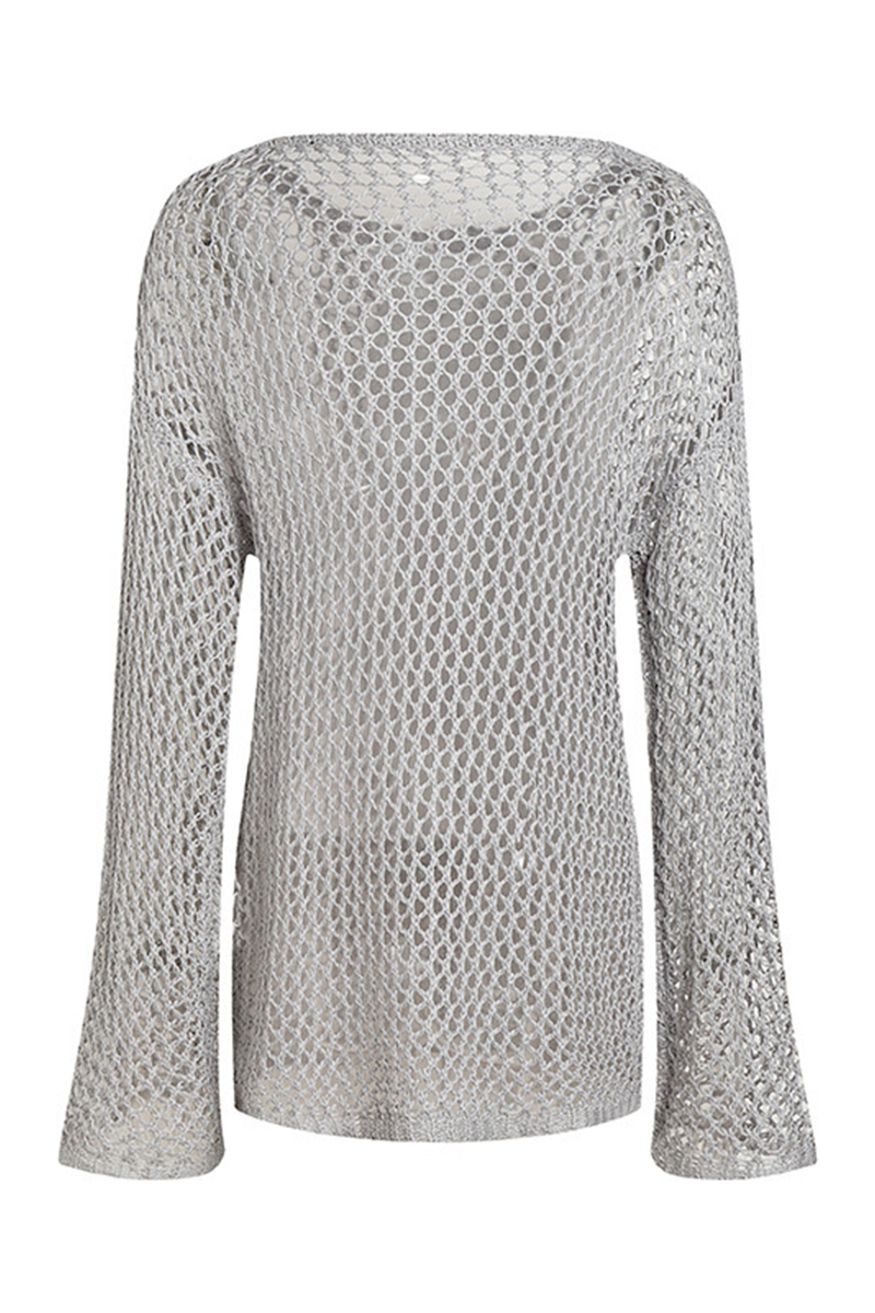 Solid Color Hollow Out O Neck Sweaters(5 Colors)