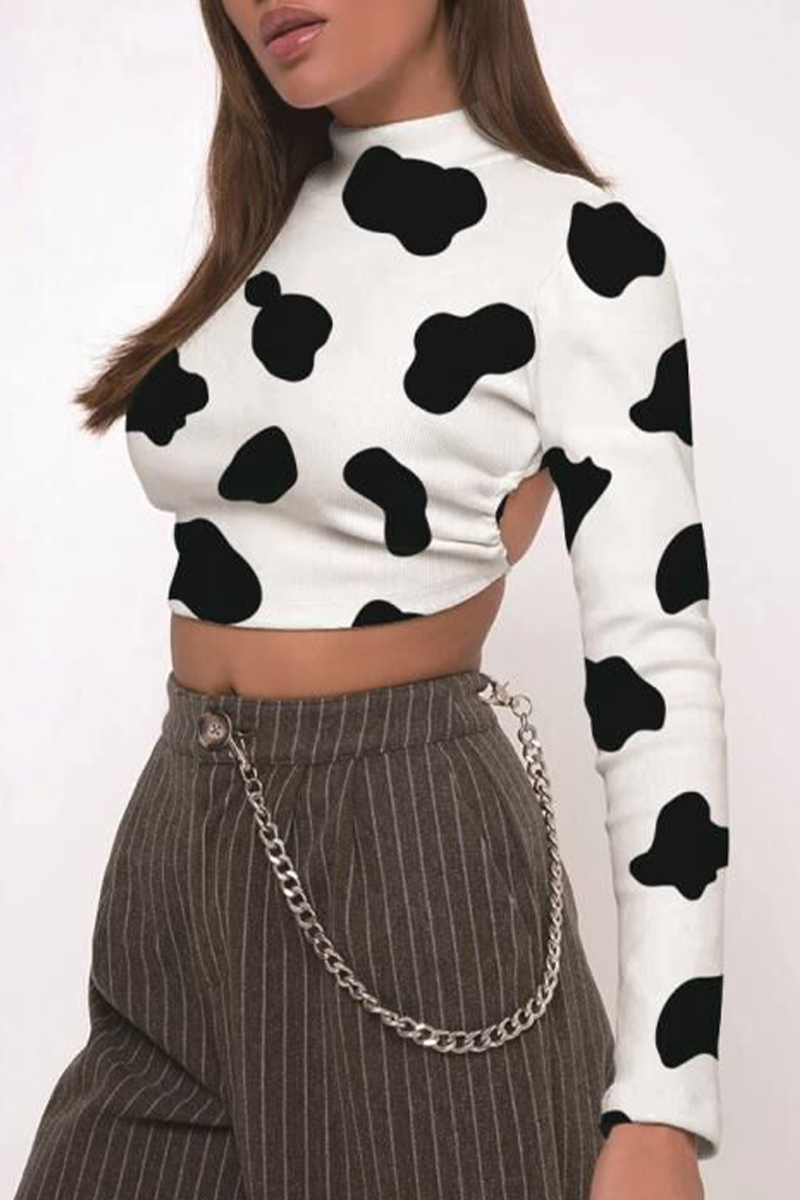 Street National Totem Geometric Print Lace Up Backless Half A Turtl(10 Colors)eneck Tops
