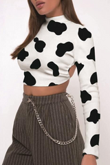 Street National Totem Geometric Print Lace Up Backless Half A Turtl(10 Colors)eneck Tops