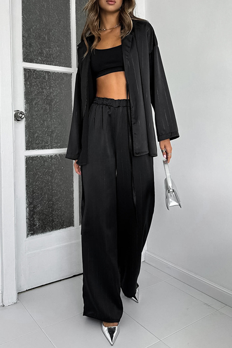 Street Lace Up Tinsel Turn-back Collar Long Sleeve Two Pieces