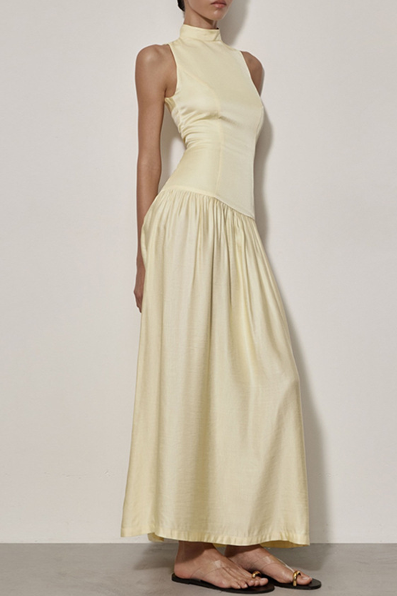 Backless Ruched Halter Sleeveless Dresses