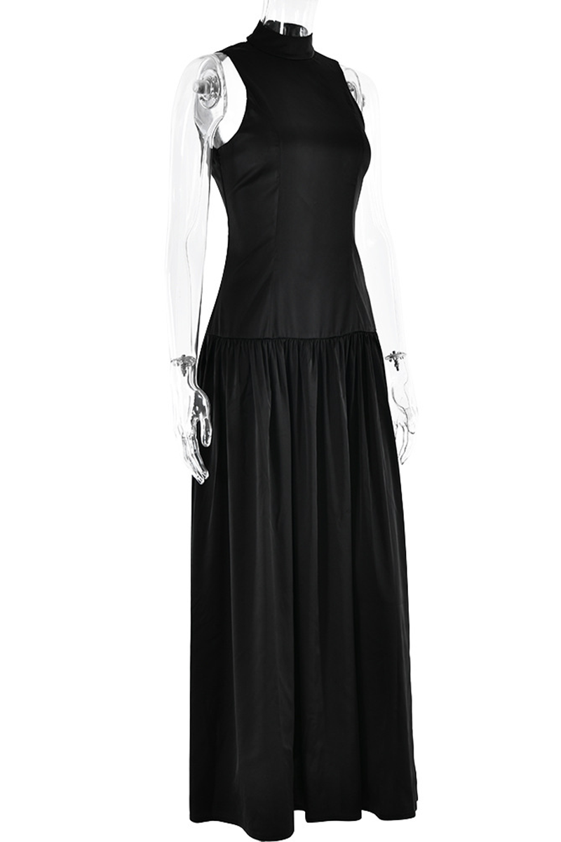 Backless Ruched Halter Sleeveless Dresses