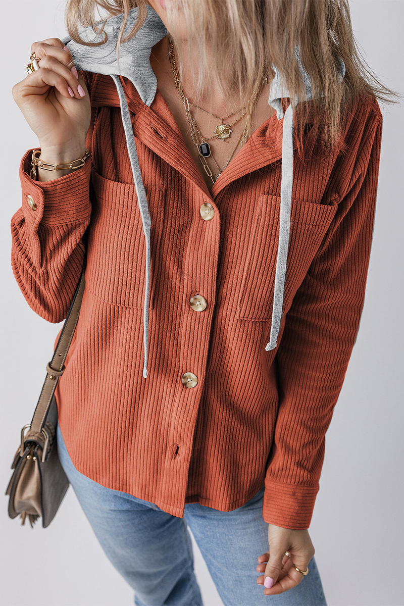 Drawstring String With Button Casual Daily Draw String Buttons Patchwork Contrast Hooded Tops(7 ...