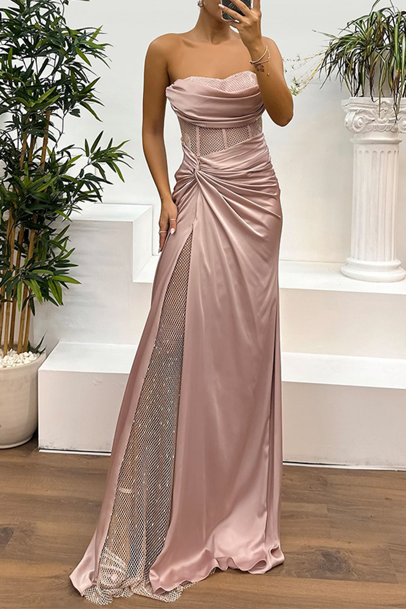 Prom Ruched Sequined Strapless Evening Dresses(5 Colors)