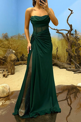 Prom Ruched Sequined Strapless Evening Dresses(5 Colors)