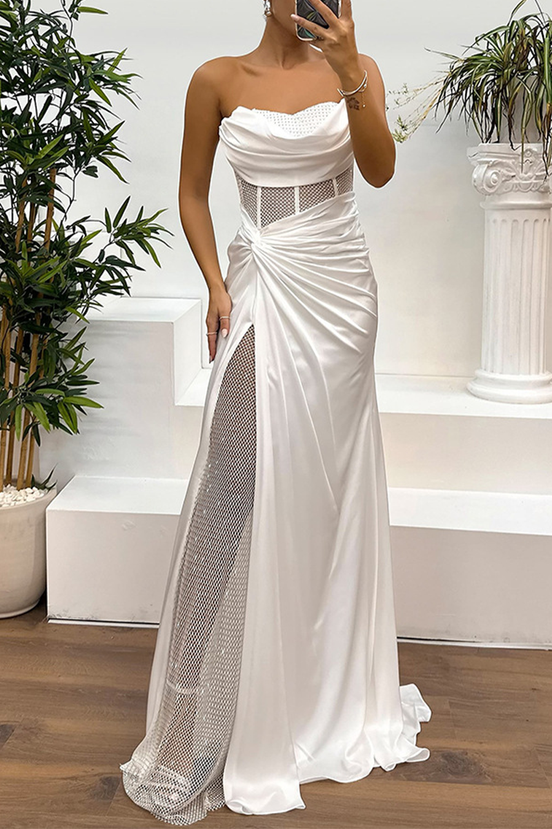 Prom Ruched Sequined Strapless Evening Dresses(5 Colors)