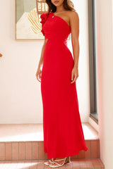 Irregular Flower Shape Sloping Shoulder One Step Skirt Dresses6 Colors)