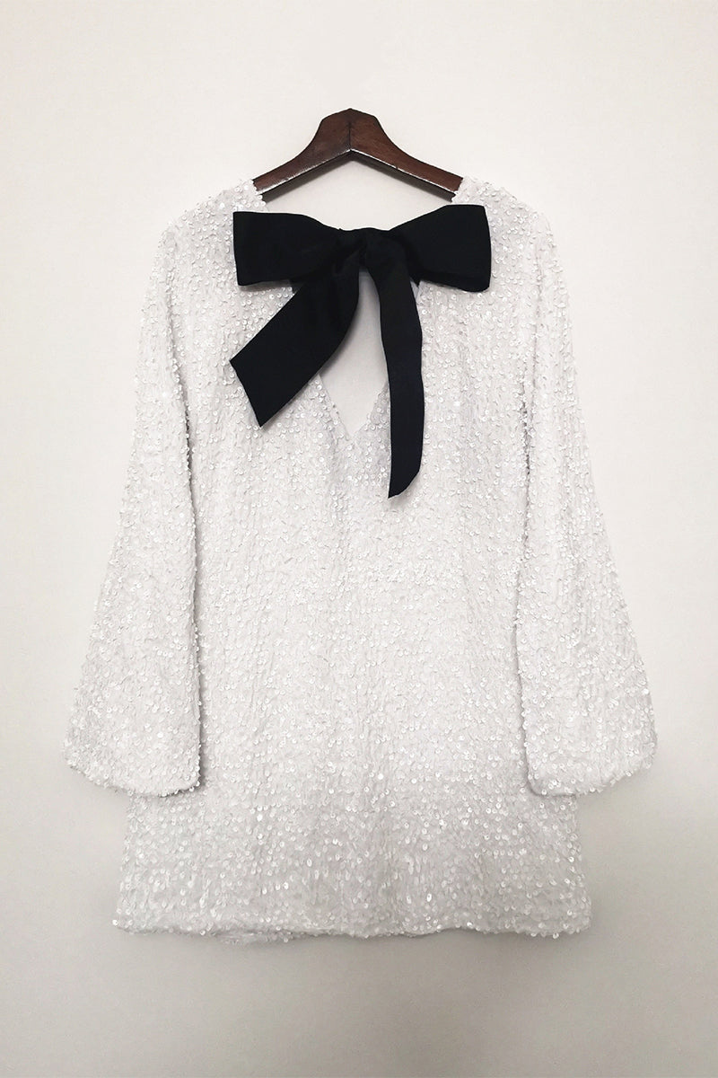 Sequins Lace Up Backless O Neck A Line Dresses(3 Colors)