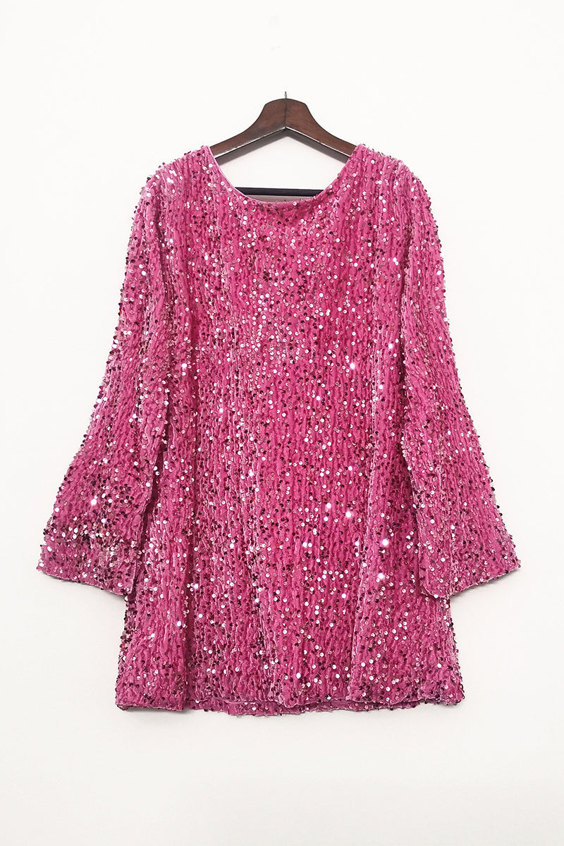 Sequins Lace Up Backless O Neck A Line Dresses(3 Colors)