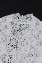 Lace See-Through Strap Design V Neck Lace Dress Dresses