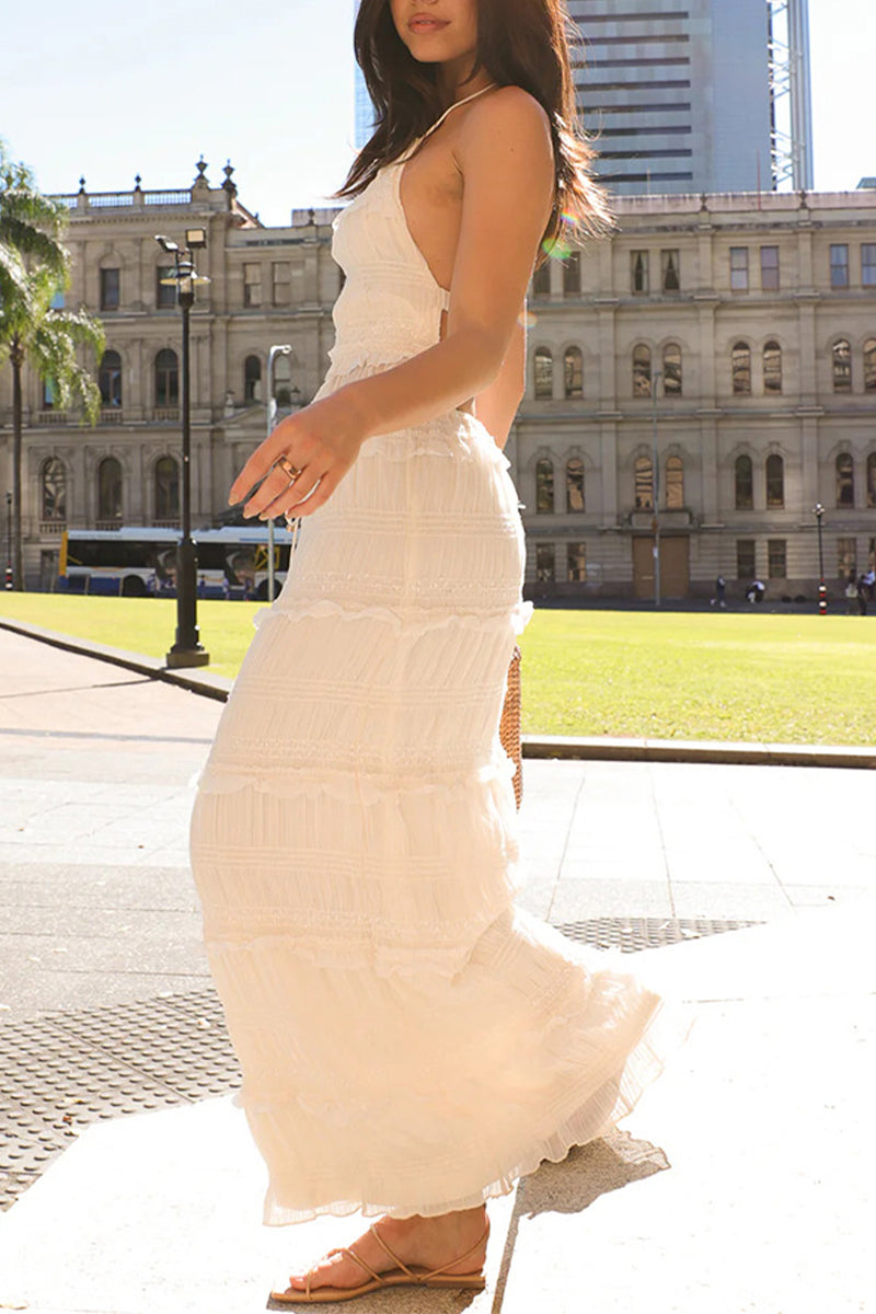 Lace Up Halter Sleeveless Two Pieces(4 Colors)