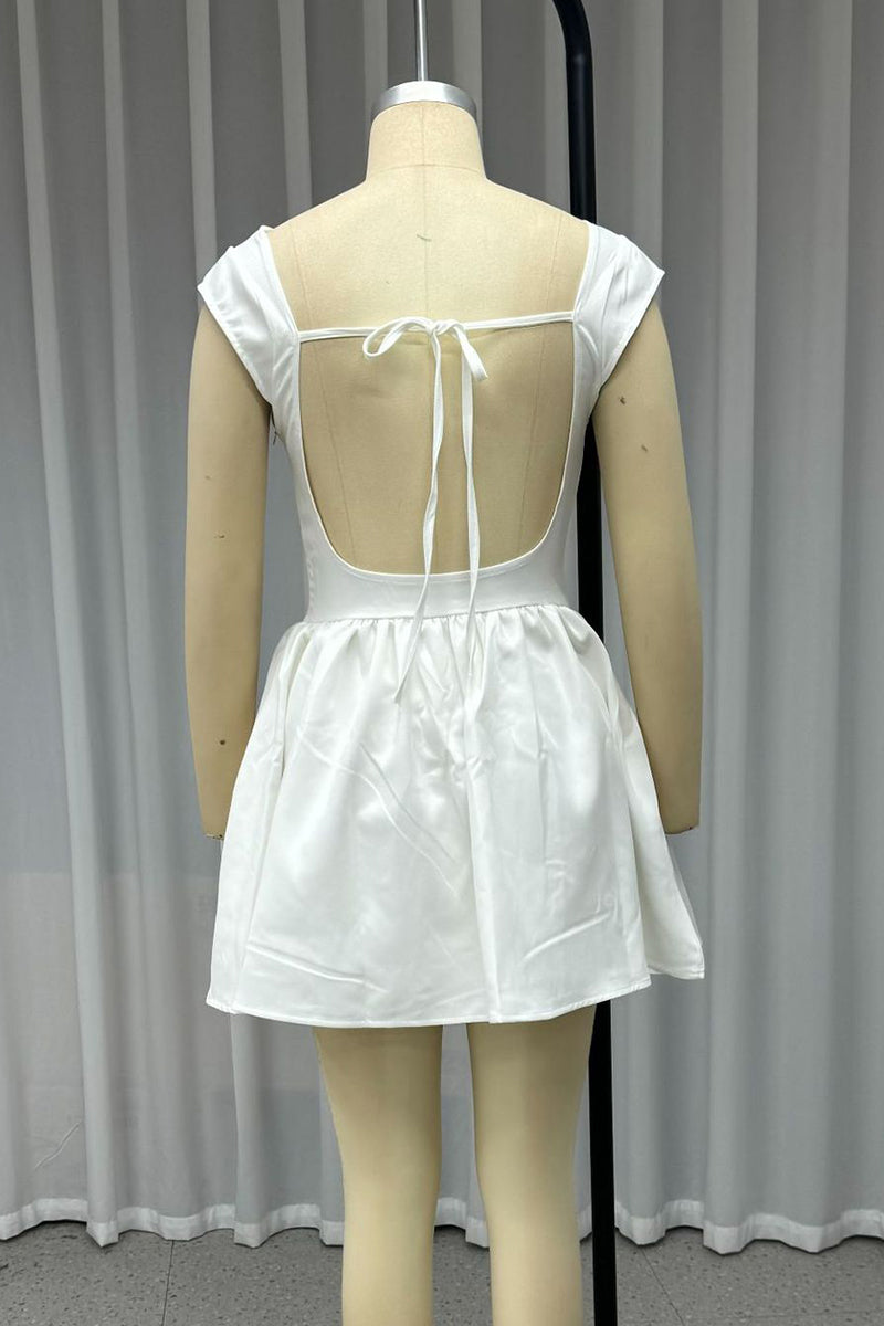 Lace Up Backless O Neck Princess Dresses