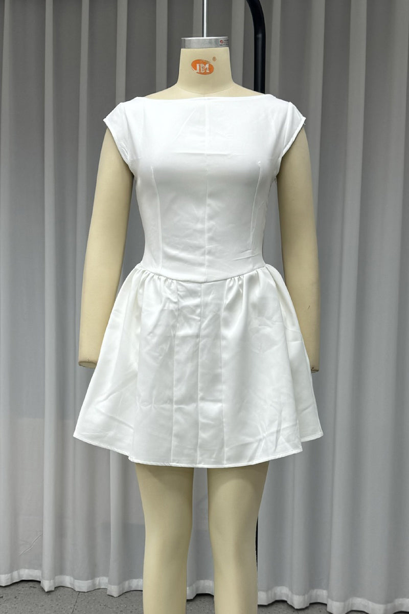 Lace Up Backless O Neck Princess Dresses