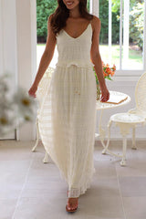 Lace Up V Neck Sleeveless Two Pieces
