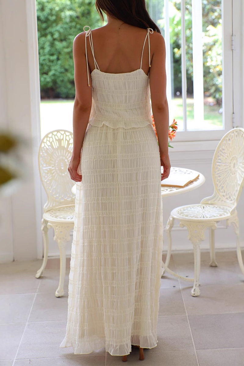 Lace Up V Neck Sleeveless Two Pieces