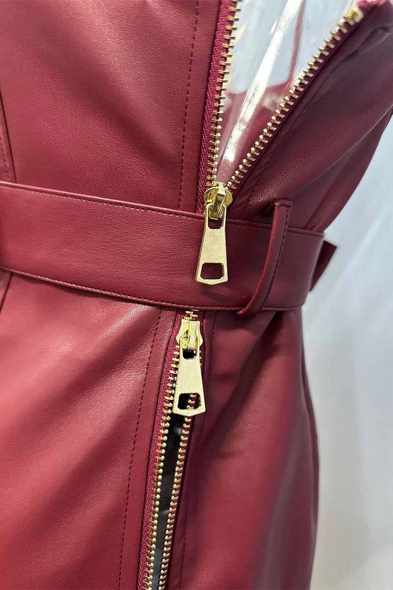 Patchwork Metal Accessories Trim V Neck Sling Dresses