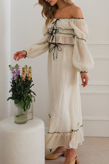 See-Through Mesh Oblique Collar One Step Skirt Dresses