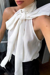 Solid Color Lace Up Halter Tops