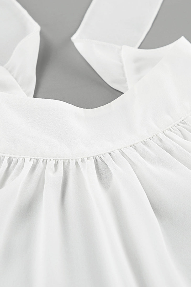 Solid Color Lace Up Halter Tops
