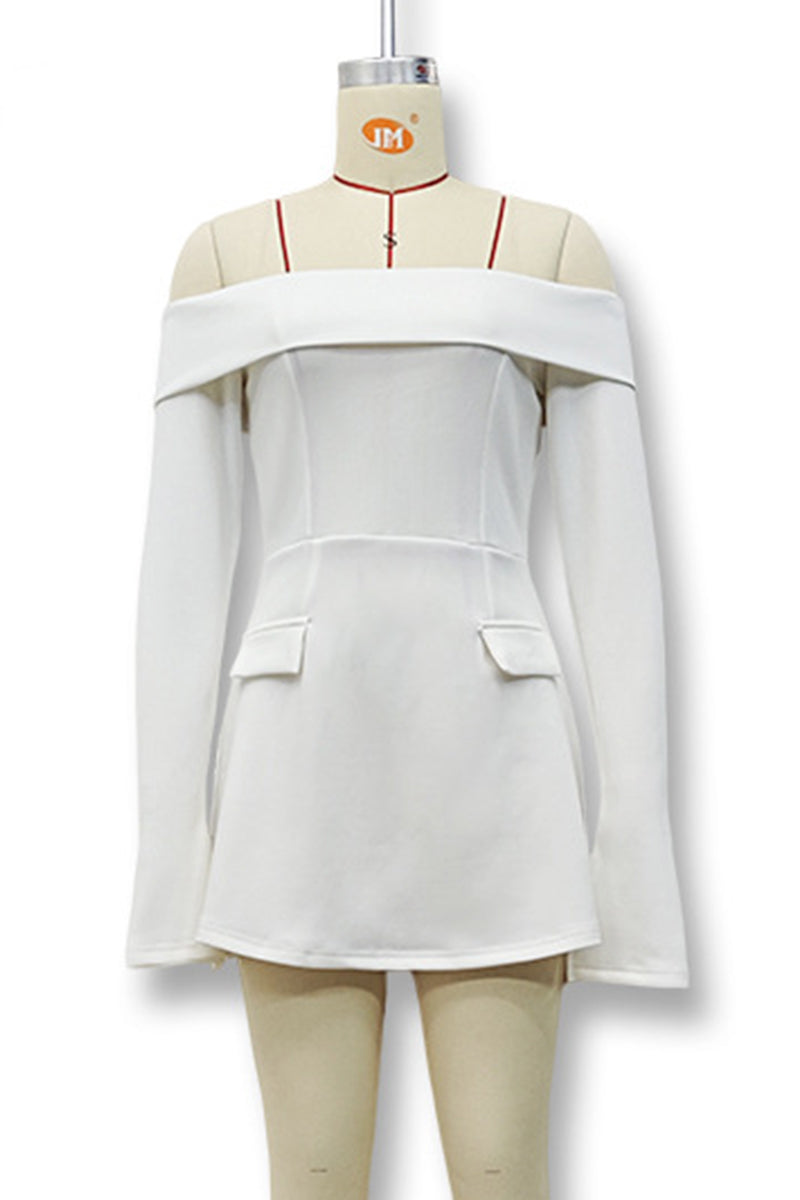 Patchwork Off Shoulder A Line Dresses(3 Colors)