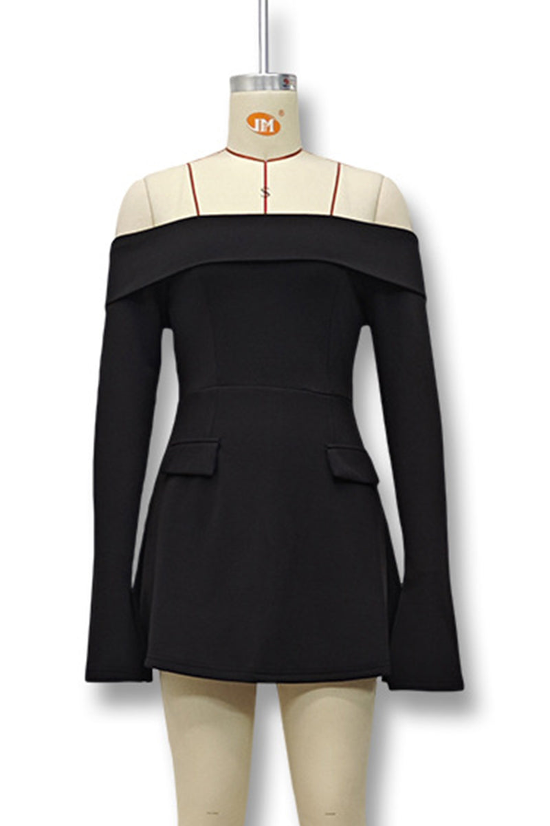 Patchwork Off Shoulder A Line Dresses(3 Colors)