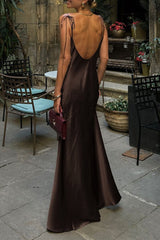 Lace Up Backless U Neck Long Dresses
