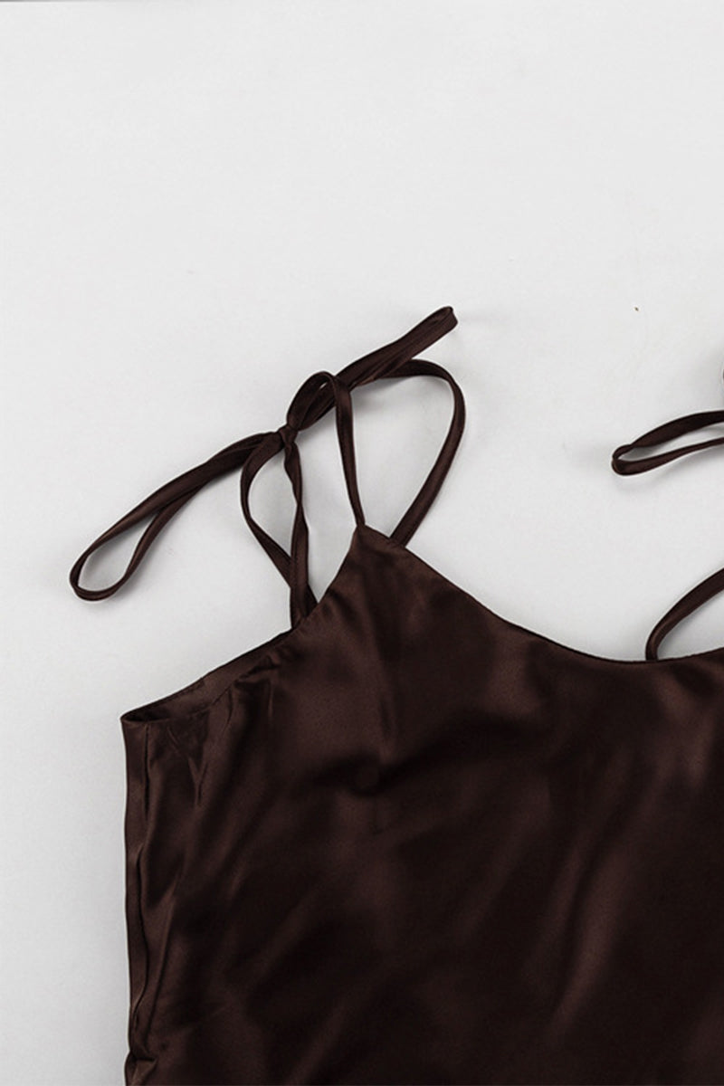 Lace Up Backless U Neck Long Dresses