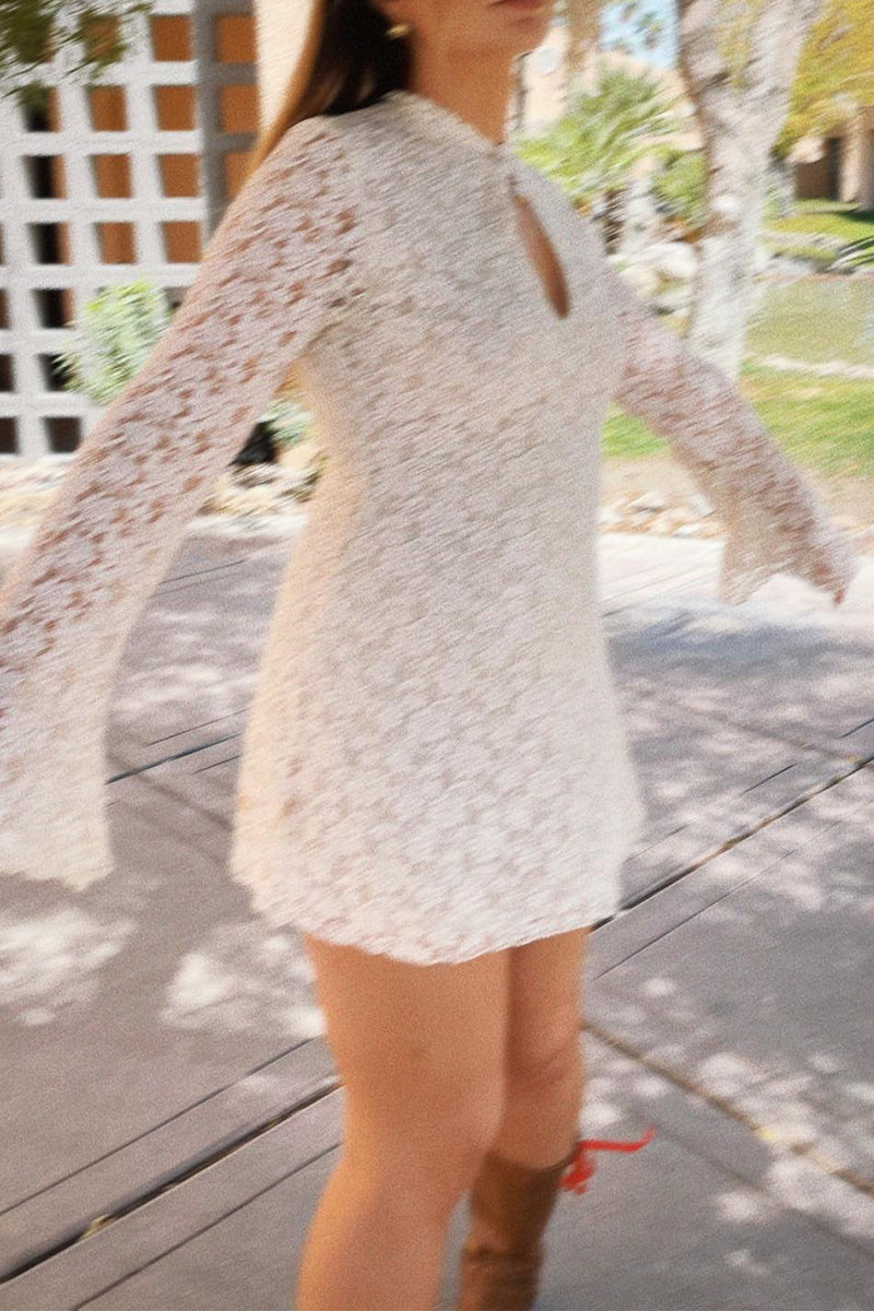 Lace Buttons Mandarin Collar Lace Dress Dresses
