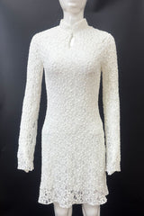 Lace Buttons Mandarin Collar Lace Dress Dresses