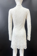 Lace Buttons Mandarin Collar Lace Dress Dresses