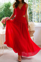 Hollow Out V Neck Sleeveless Dresses