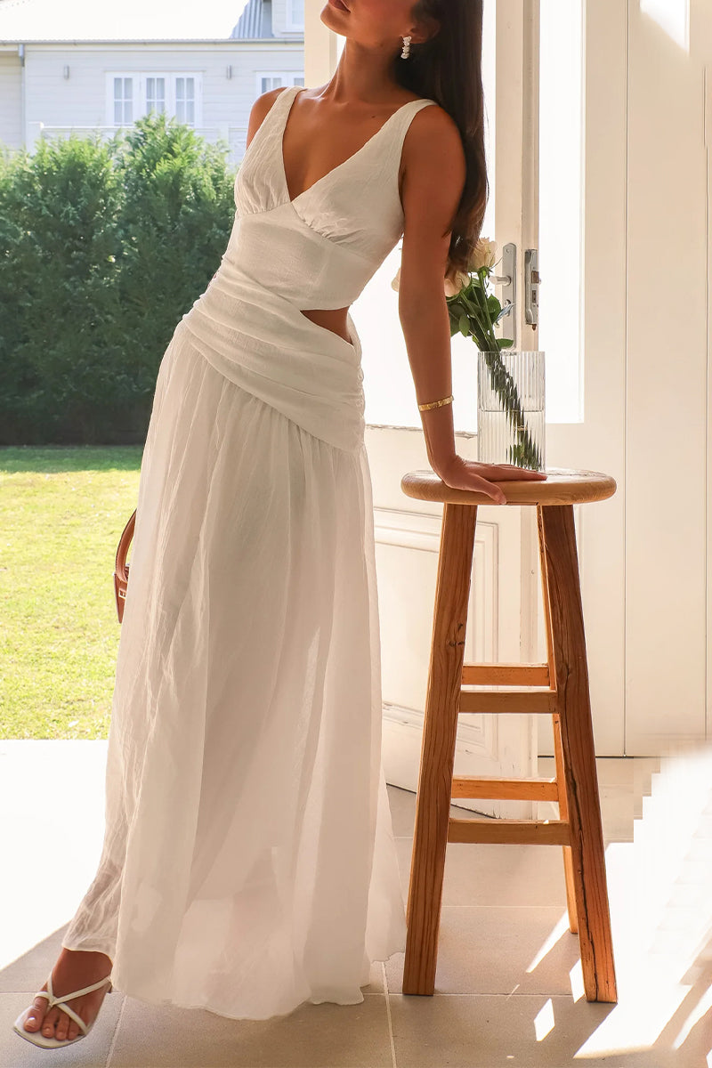 Hollow Out V Neck Sleeveless Dresses