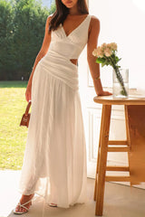 Hollow Out V Neck Sleeveless Dresses