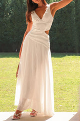 Hollow Out V Neck Sleeveless Dresses